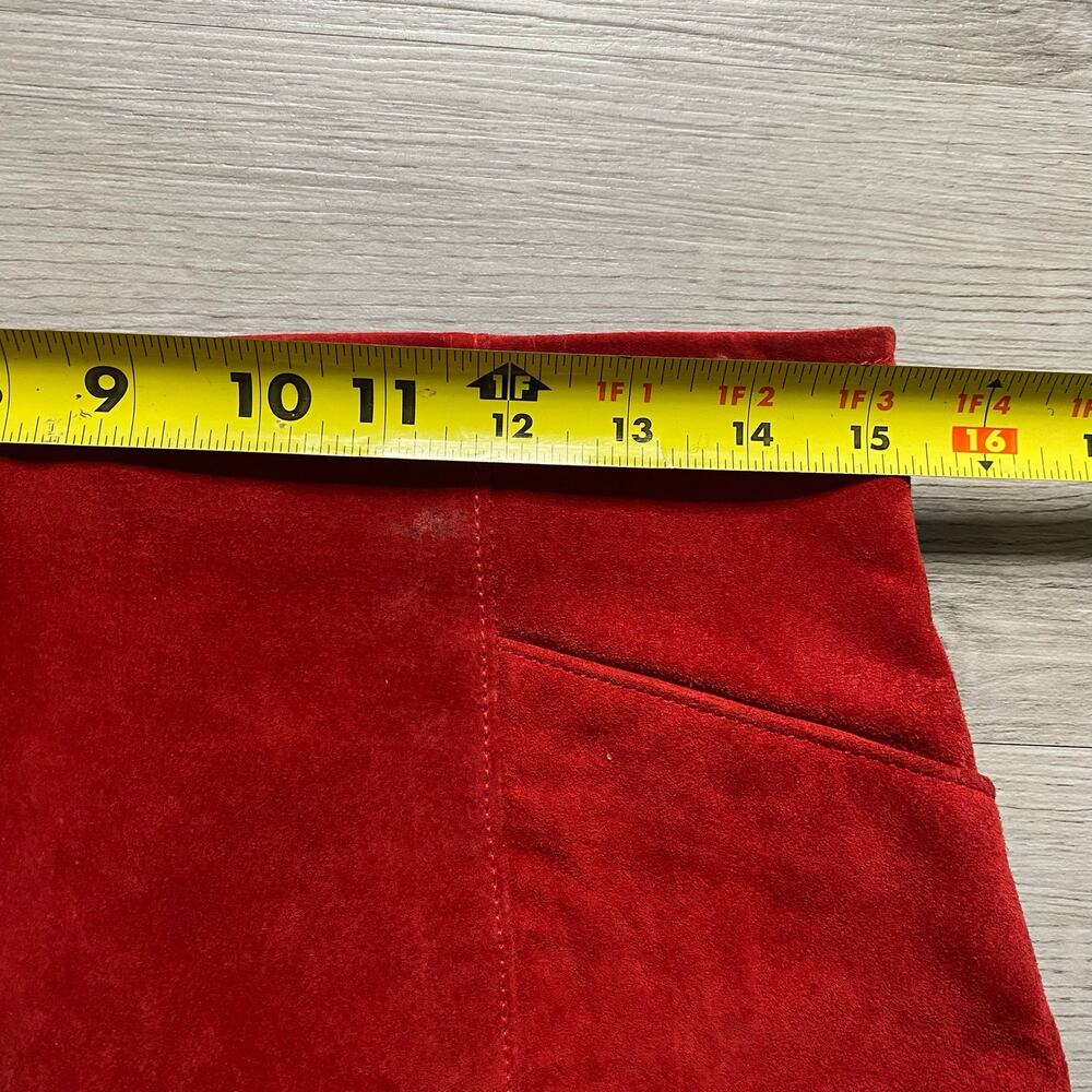 Beautiful Vintage Suede Red Skirt Vest Suit Size L Modern Medium - Picture 7 of 10